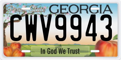 GA license plate CWV9943