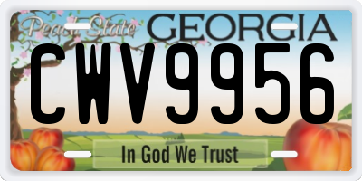 GA license plate CWV9956