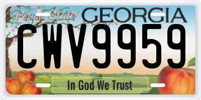 GA license plate CWV9959