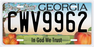 GA license plate CWV9962