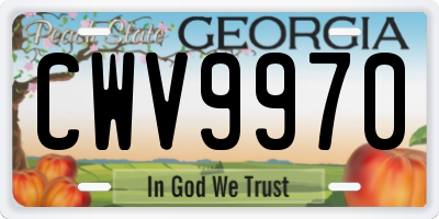 GA license plate CWV9970
