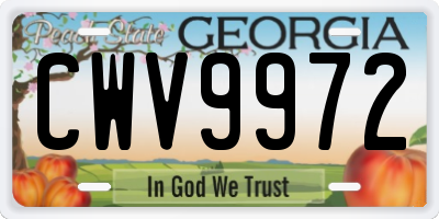 GA license plate CWV9972