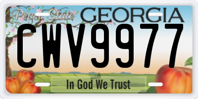 GA license plate CWV9977