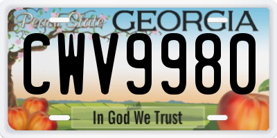 GA license plate CWV9980