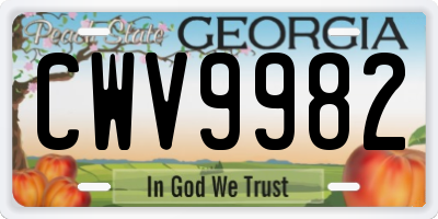 GA license plate CWV9982