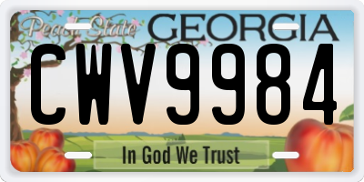 GA license plate CWV9984