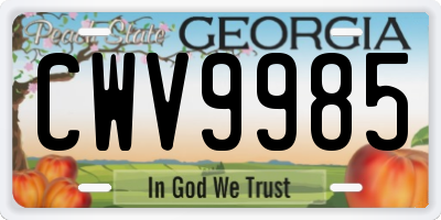 GA license plate CWV9985