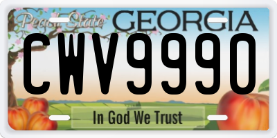 GA license plate CWV9990