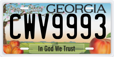 GA license plate CWV9993