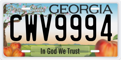 GA license plate CWV9994