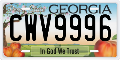 GA license plate CWV9996