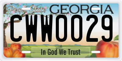 GA license plate CWW0029
