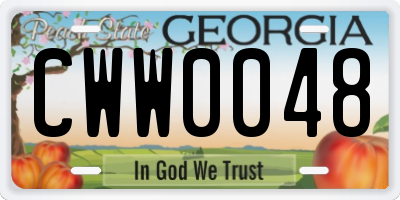 GA license plate CWW0048