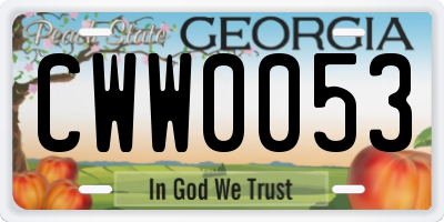 GA license plate CWW0053
