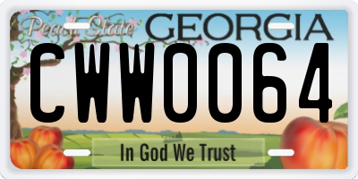 GA license plate CWW0064