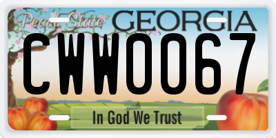GA license plate CWW0067