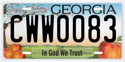 GA license plate CWW0083