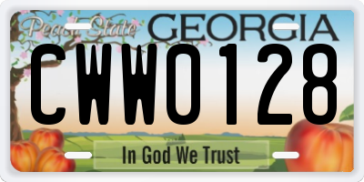 GA license plate CWW0128