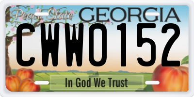 GA license plate CWW0152
