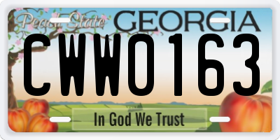GA license plate CWW0163