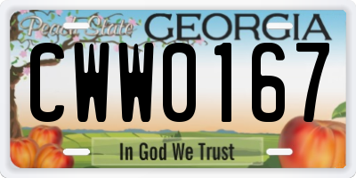 GA license plate CWW0167