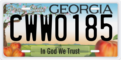 GA license plate CWW0185