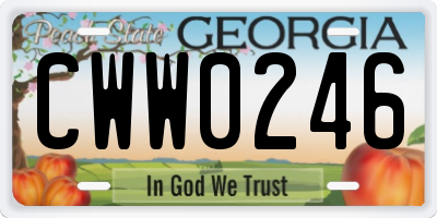 GA license plate CWW0246