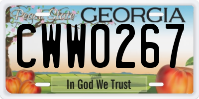 GA license plate CWW0267
