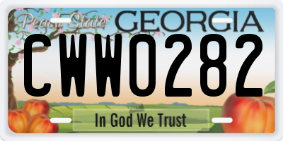 GA license plate CWW0282