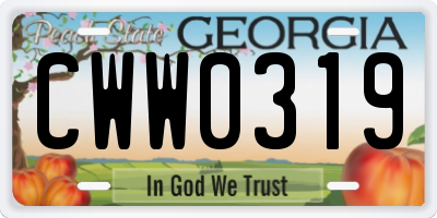 GA license plate CWW0319