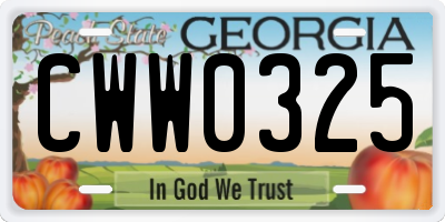 GA license plate CWW0325