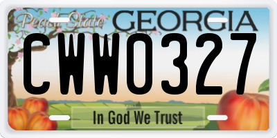 GA license plate CWW0327
