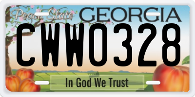 GA license plate CWW0328