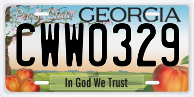 GA license plate CWW0329