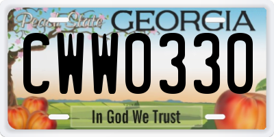 GA license plate CWW0330