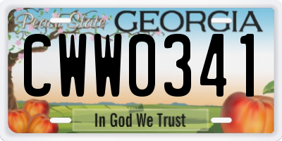 GA license plate CWW0341
