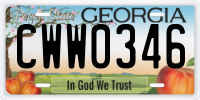 GA license plate CWW0346