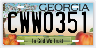 GA license plate CWW0351