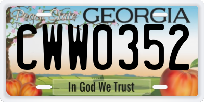 GA license plate CWW0352