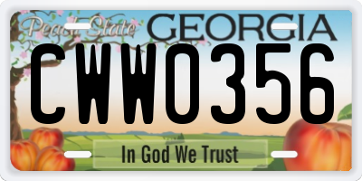 GA license plate CWW0356