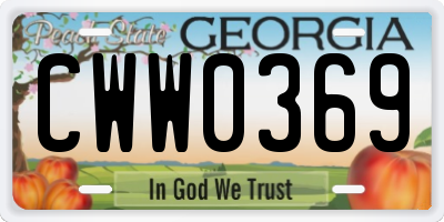 GA license plate CWW0369