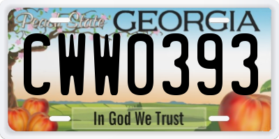 GA license plate CWW0393