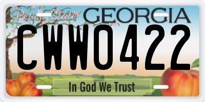 GA license plate CWW0422