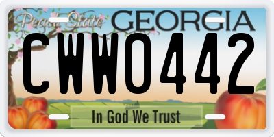 GA license plate CWW0442