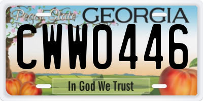 GA license plate CWW0446