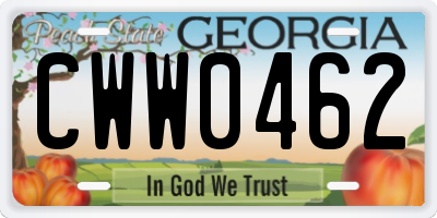 GA license plate CWW0462