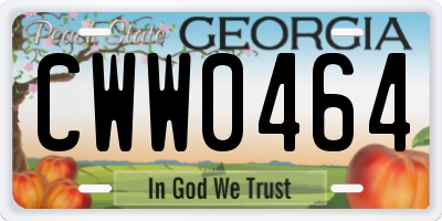 GA license plate CWW0464