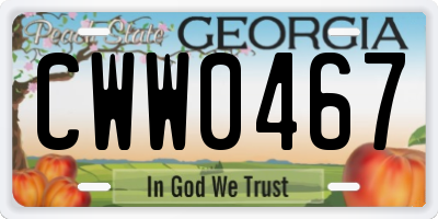 GA license plate CWW0467