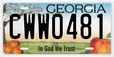 GA license plate CWW0481