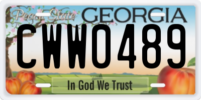 GA license plate CWW0489